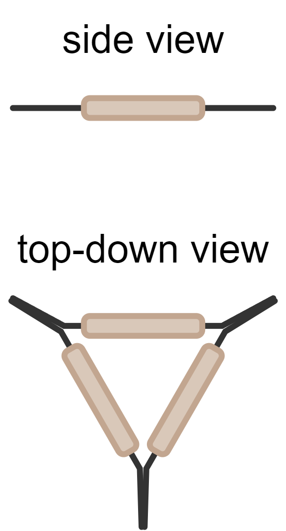 Illustration of a clay triangle, used to support a crucible while it is being heated.