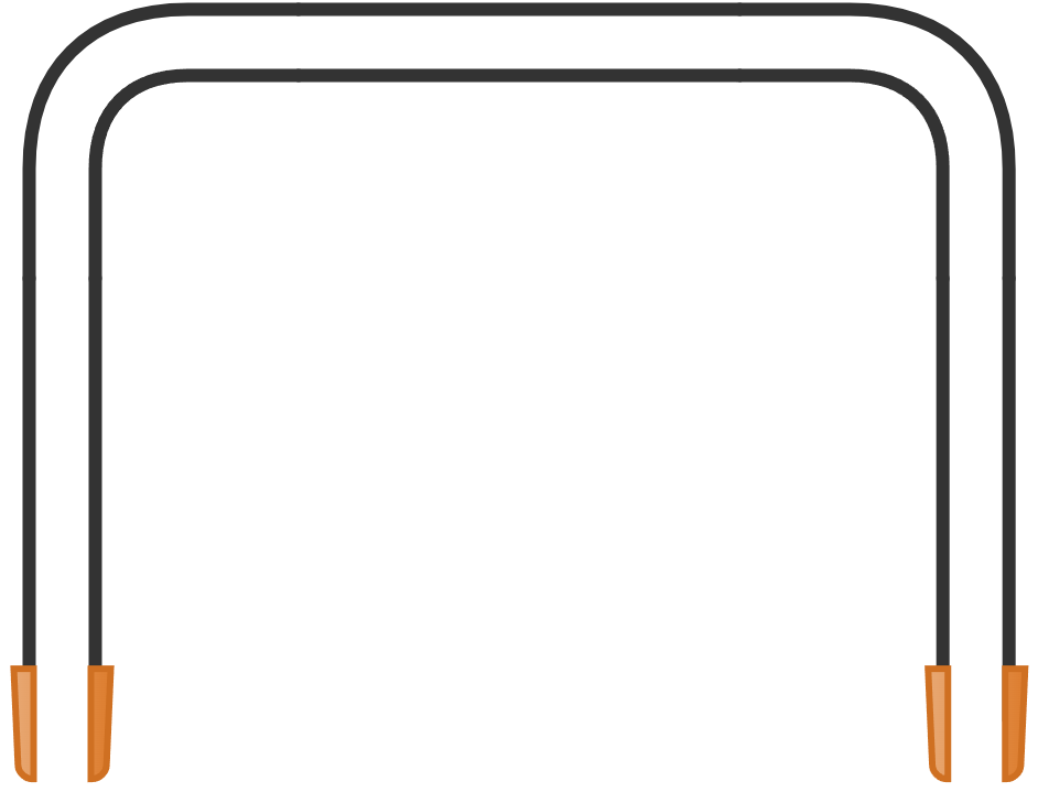 Diagram of a delivery tube, a piece of lab equipment used to transfer gases from one container to another.