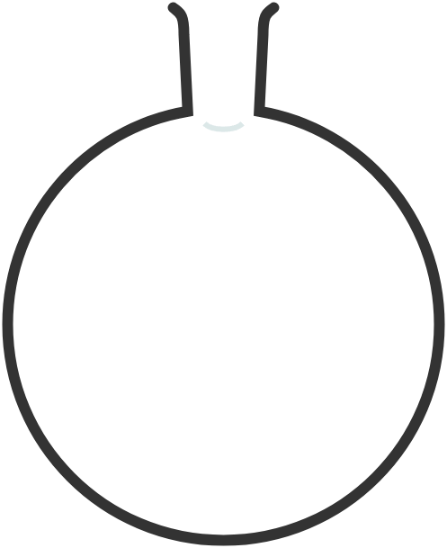 Illustration of a round-bottom flask, used in laboratories for heating and boiling liquids evenly.