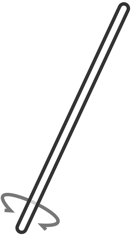 Diagram of a stirring rod, used to mix chemicals in a laboratory setting.