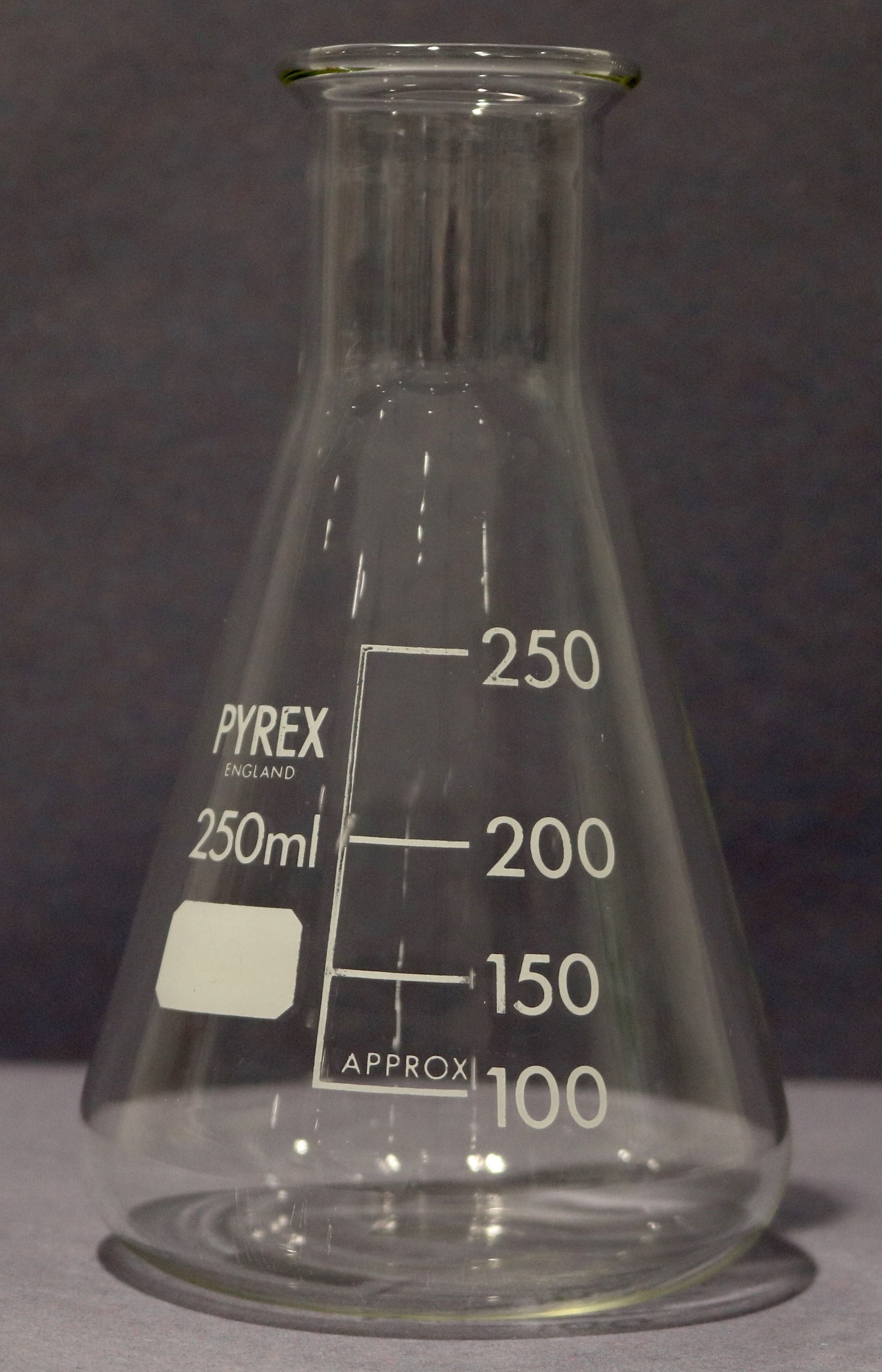 a photograph of a conical flask