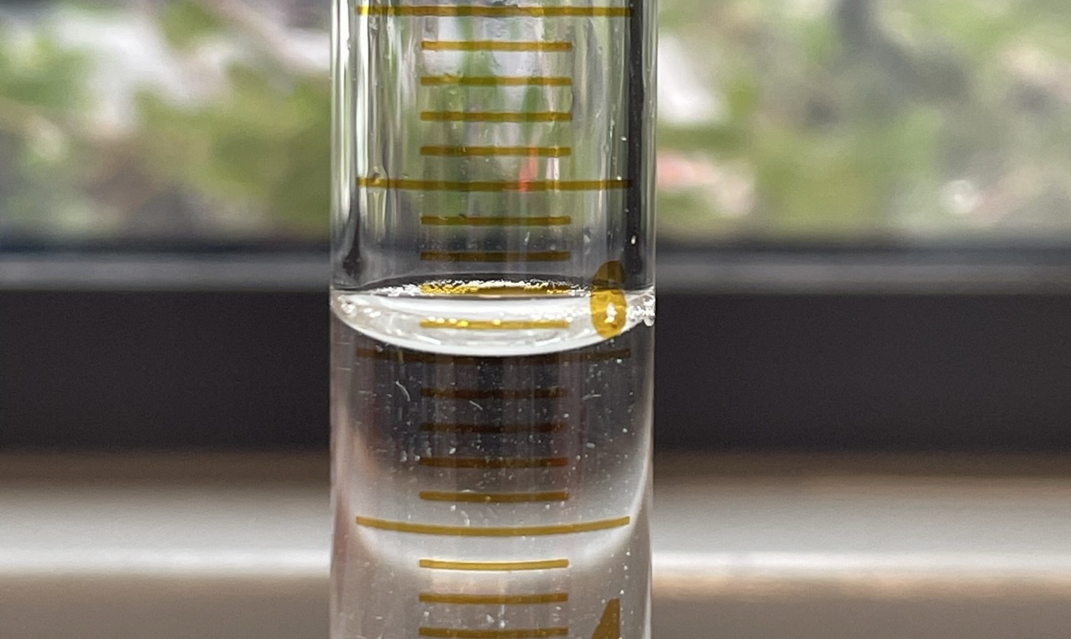 meniscus on display in a measuring cylinder